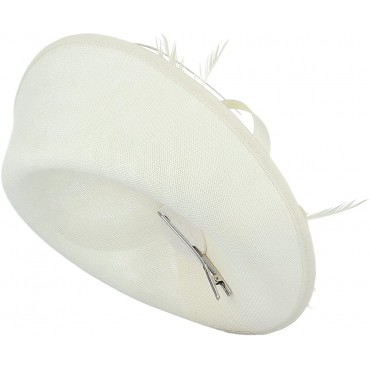 GEMVIE Women Wedding Party Bow Feather Fascinator Hair Clip Hat - BPJ45AA8R