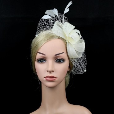 JIAHANG Vintage Fascinators Flower Hats Pillbox Headband with Clips Cocktail Tea Party Headwear for Women Ladies - BPMQZESYH