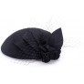 Lawliet Womens Socialite Flower Black Pearl Wool Felt Fascinator Pillbox Tilt Hat A044 - BAH38OKQM