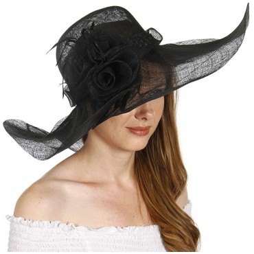 SERENITA Dress Hat for Women Church Party Derby Tea Wedding Hats Feather Organza Cloche Felt Bridal Fascinator - BYMNFRL28