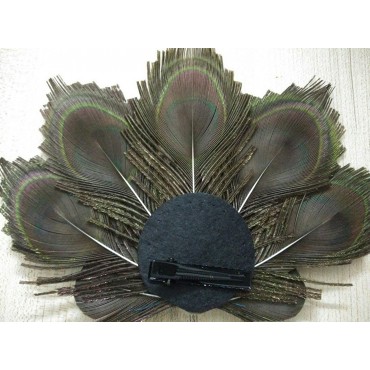 Sheliky Fascinator Peacock Feather Hair Clip Wedding Headwear Party Headpiece for Women - BVMMIRL1K