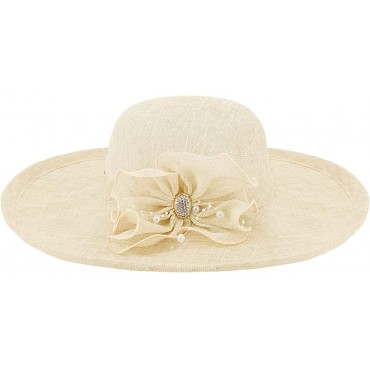 Testudineus Women's Organza Church Hat Kentucky Derby Fascinator Cap for Tea Party Bridal Wedding Dress Sun Hat - BFJ847YXZ
