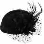 Vintage Fascinators Hats 50s Flower Feather Dress Hat Tea Party Cocktail Veil Pillbox Headwear with Clips for Women - BFYD9AGXM