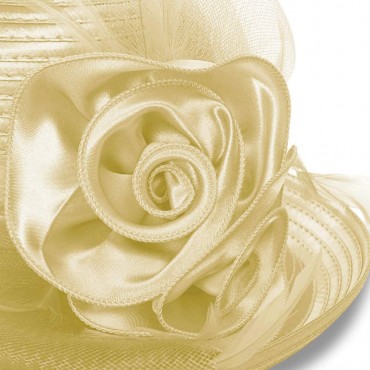 Women's Vintage Fascinator Roll Brim Cloche Bucket Hat for Church Kentucky Derby Tea Party Wedding Funeral - B3MB9IDFG