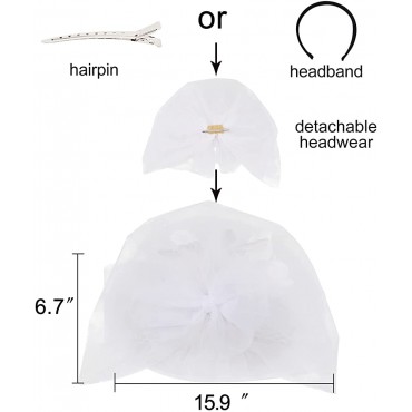 YIDINGCO Kentucky Derby Hats for Women,Fascinator Bridal Organza Church Hat with Mesh Veil Hair Clip for Tea Party Wedding White - B6FC5PMFA