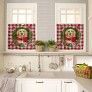 3 Piece Semi Sheer Kitchen Curtains Merry Christmas Golden Retriever Red Plaid Bownot Pocket Top Tier&Valance Window Curtains Set Light Filtering Panel for Living Bedroom Bathroom - B7GVGGSX1