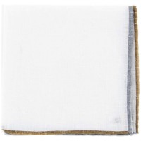 Fiori Di Lusso White Plaid Linen Blend Pocket Square x - BUIG4K12E