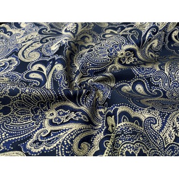 S&W SHLAX&WING Pocket Squares for Men Blue and Gold Paisley Wedding - BIUEQRR5E
