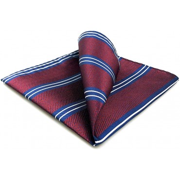 S&W SHLAX&WING Pocket Squares for Men Maroon Blue Red Striped - BS1YP2AD5