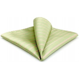 SHLAX&WING Light Green Stripes Mens Pocket Square Wedding Hanky Gift Silk Hanky - BH9H536E0