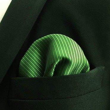 SHLAX&WING Mens Pocket Square Solid Color Green for Suit Jacket Wedding Party - BHNH7HGGR