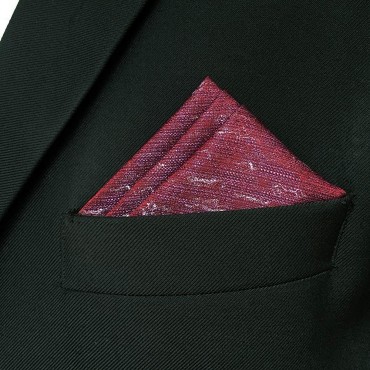 SHLAX&WING Men's Silk Pocket Square Solid Color Red Maroon for Wedding Party - B10OKYP6X