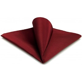 SHLAX&WING Pocket Square for Men Solid Red Silk Wedding Jacquard Woven Hanky - BTHT65X4J