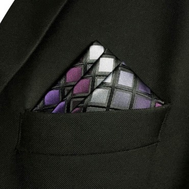 SHLAX&WING Purple Multicolored Mens Pocket Square Large 12.6 inches Silk Hanky - BP47OEN8P