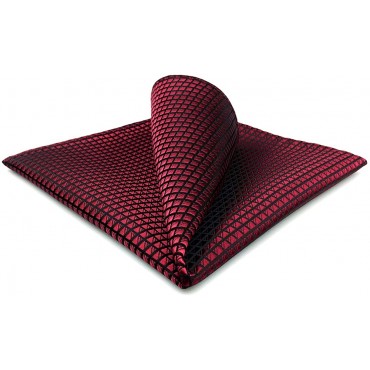SHLAX&WING Solid Red Silk Pocket Square Mens Handkerchief Hanky Business Wedding - BBYHP6T7P