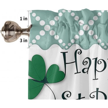 Valances for Windows Happy ST. Patrick's Day with Green Clover and Hats Rod Pocket Short Window Valance Curtains Holiday Home Decor Window Treatment for Kitchen Living Room Bedroom 54x18in - BFJD0NZS5