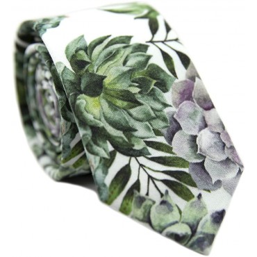 DAZI Men's Skinny Tie Floral Print Cotton Necktie Great for Weddings Groom Groomsmen Missions Dances Gifts. - B4SADSHQP