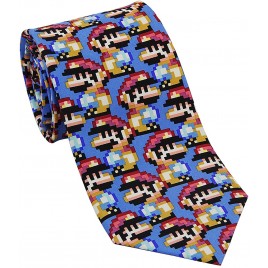 Josh Bach Men's Pixelated Plumber Video Game Silk Necktie Made in USA - B2WUIHU57