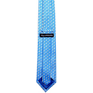 Kings and Wolves Men's 100% Silk Neckties Penguin Printed Tie Blue - BET9SWJF9