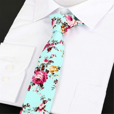 Men's Fashion Causal Cotton Floral Printed Tie Necktie Skinny Ties for Men Pack of 4 - B0VX4OJZJ