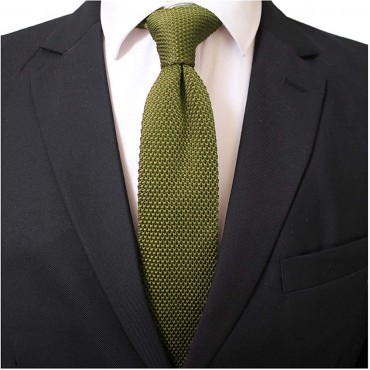 Men's Solid Color Skinny Knit Tie Vintage Smart Formal Cotton Necktie for Groom - BSC8TW14G