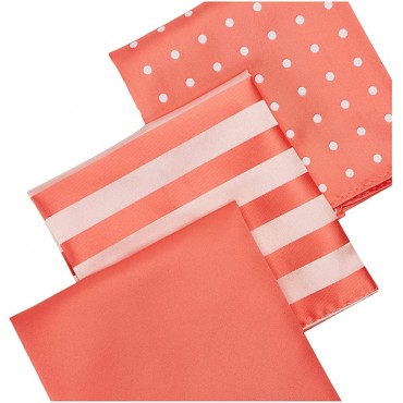 STACY ADAMS mens 3 Pack Satin Neckties Solid Striped Dots With Pocket Squares - BNPN8RNJS