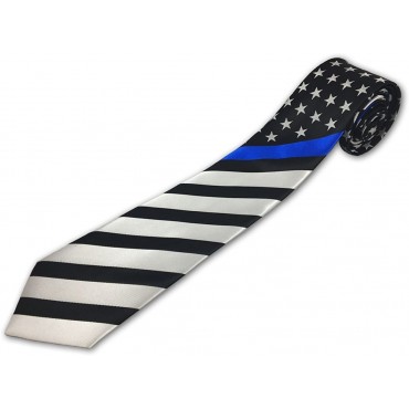 Thin Blue Line American Tie Long American Flag Long TBL-AM-TIE-Long - BRYCKNVPY