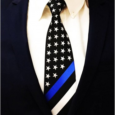 Thin Blue Line American Tie Long American Flag Long TBL-AM-TIE-Long - BRYCKNVPY