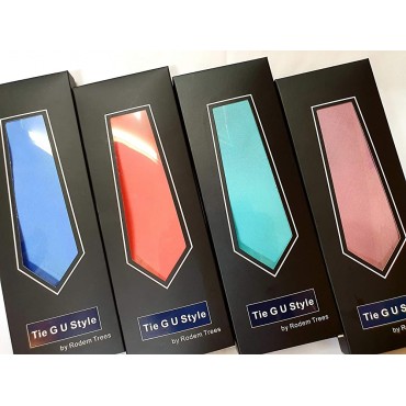 TIE G Solid Color Satin Mens Ties Woven Silky Touch 3.35 Neck Tie in Gift Box - BRLCSORRS