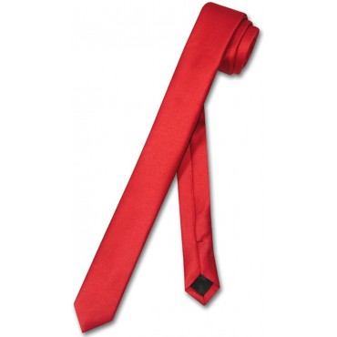 Vesuvio Napoli Narrow NeckTie Extra Skinny RED Color Men's Thin 1.5 Neck Tie - BR1AFIYU8