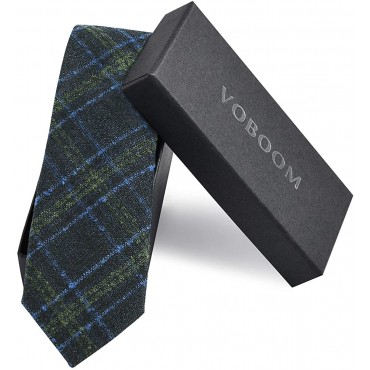 VOBOOM Mens Necktie Skinny Tie Tweed Pattern Woolen Neck Tie - BSQICUKC7