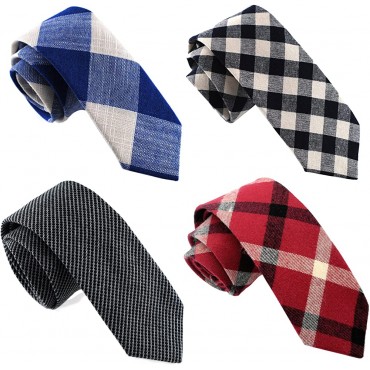 ZENXUS Skinny Ties for Men 2.5 inch Cotton Slim Neckties Assorted Pack Handmade - BO9FL09BY