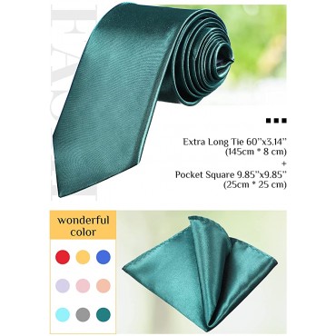 9 Packs Satin Solid Color Formal Necktie and Pocket Square Sets Luxury Men's Tie Satin Pocket Square for Men Boys Wedding Party - B9NHTGKE9