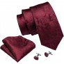 Barry.Wang Men Ties Paisley Woven Silk Necktie Set with Pocket Suqare Cufflinks Formal - BU7GJYSFE
