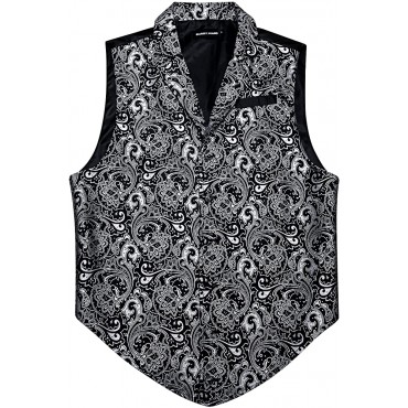 Barry.Wang Mens Silk Victorian Vest Tie Set Tailored Collar Paisley Steampunk Gothic Waistcoat Formal Leisure - BCVW0LCSS
