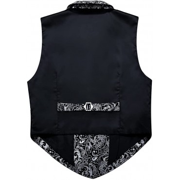 Barry.Wang Mens Silk Victorian Vest Tie Set Tailored Collar Paisley Steampunk Gothic Waistcoat Formal Leisure - BCVW0LCSS