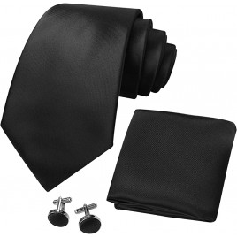 CANGRON Men Solid Tie Basic Collection Necktie Pocket Square Cufflinks Tie Set LSC8ZH - B6RUELYKI