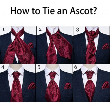 DiBanGu Paisley Cravat for Men 4 PCS Woven Ascot Tie Pocket Square Cufflinks with Tie Ring Set - BT84FXSWZ