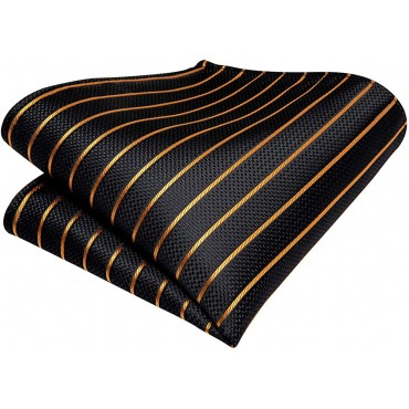 DiBanGu Plaid Striped Self Bow Tie for Men Silk Woven Bowtie Pocket Square Cufflinks Wedding Party - B558A3UDV