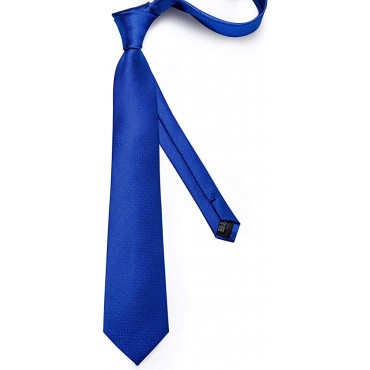 DiBanGu Solid Tie Men's Silk Tie Handkerchief Woven Necktie and Pocket Square Set - B91ZMUSFX