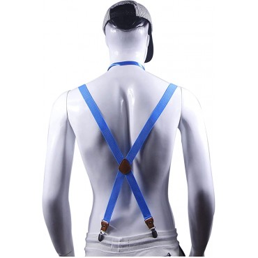 Doloise Suspenders Men&Women Bowtie Set X Back Suspender For Wedding&Formal Events with 1 Inch Wide Elastic Braces - B84WP5Q0P
