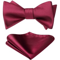 Enlision Bow Ties for Men Solid Self Tie Bow Tie Pocket Square Set Formal Bowties Men Tuxedo Bowtie for Wedding Party - BWLFHH0AA