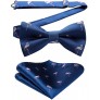 Flamingo Bow Ties for Men Animal Pre-Tied Bowties Pocket Square Woven Jacquard Fun Pattern Bowtie Handkerchief Set for Party & Business - BD9O52GHH