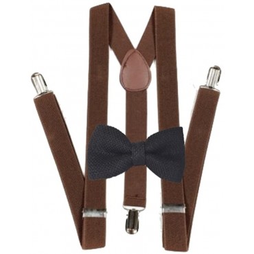 Hemp Bow ties and brown suspenders Set Combo Mens - BTA1GZKOY