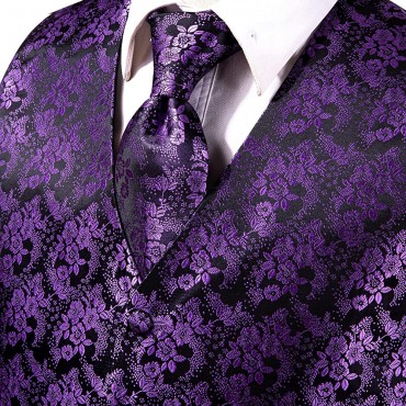 Hi-Tie Men's 4pc Waistcoat Vest Necktie Pocket Square Cufflinks Set For Suit or Tuxedo More Color for Choose - B9837K8EO
