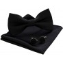 JEMYGINS Solid Color Bow Tie and Pocket Square With Cufflinks Sets for Men - BIRW6XN0L