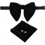 Lovacely Mens Pre-Tied Oversized Velvet Bow Tie Vintage Tuxedo Big Bowtie & Cufflinks & Pocket Square Sets with Gift Box - BL3T6COHR