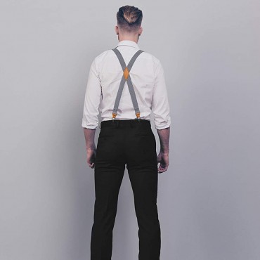 Mens Elastic Suspenders Bow Tie Set Solid Color X-Back Adjustable Suspender Paisley Pre-Tied Bowtie Formal Tuxedo Braces - BH3L0YVUJ