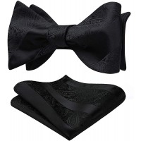 Men's Floral Paisley Self Bow Ties Classic Formal Tuxedo Satin Woven Silk Bowtie for Wedding Party Prom with Gift Box - BJWMZ9HMC