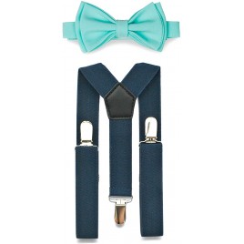 Navy Suspenders Bow Tie Set for Baby Toddler Boy Teen Men || Weddings Prom Homecoming Quinceañera - B1N241E4M